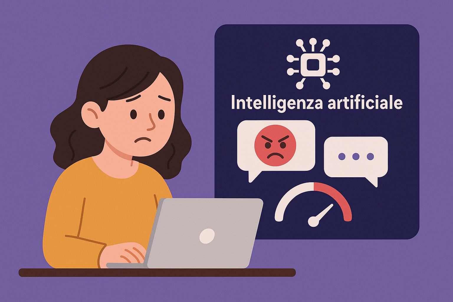 Illustrazione di analisi AI di messaggi
