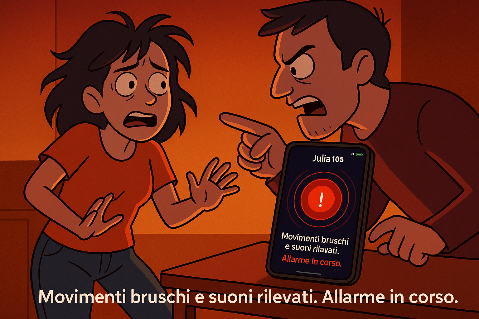 Donna in una situazione di pericolo con l'app attiva discretamente